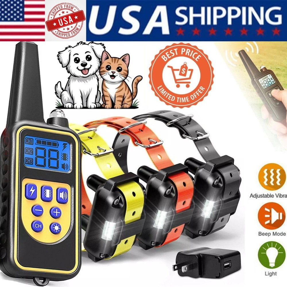3000FT Remote Dog Training Collar – Rechargeable Shock, Vibration & Beep Trainer