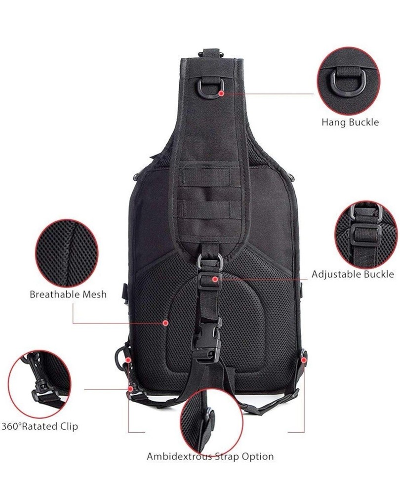 Small Molle Tactical Sling Backpack Daypack Black Excellent Preowned Condition