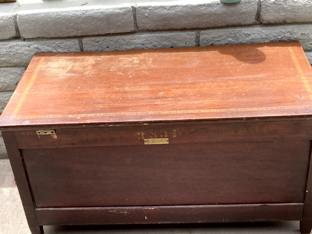 Geo. C. Flint Chest. Dark wood. Needs work.