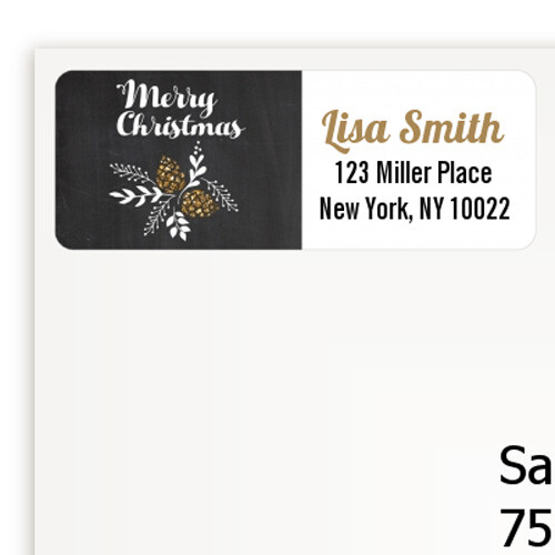 Pine Cone Glitter - Christmas Personalized Return Address Rectangle 27 Stickers
