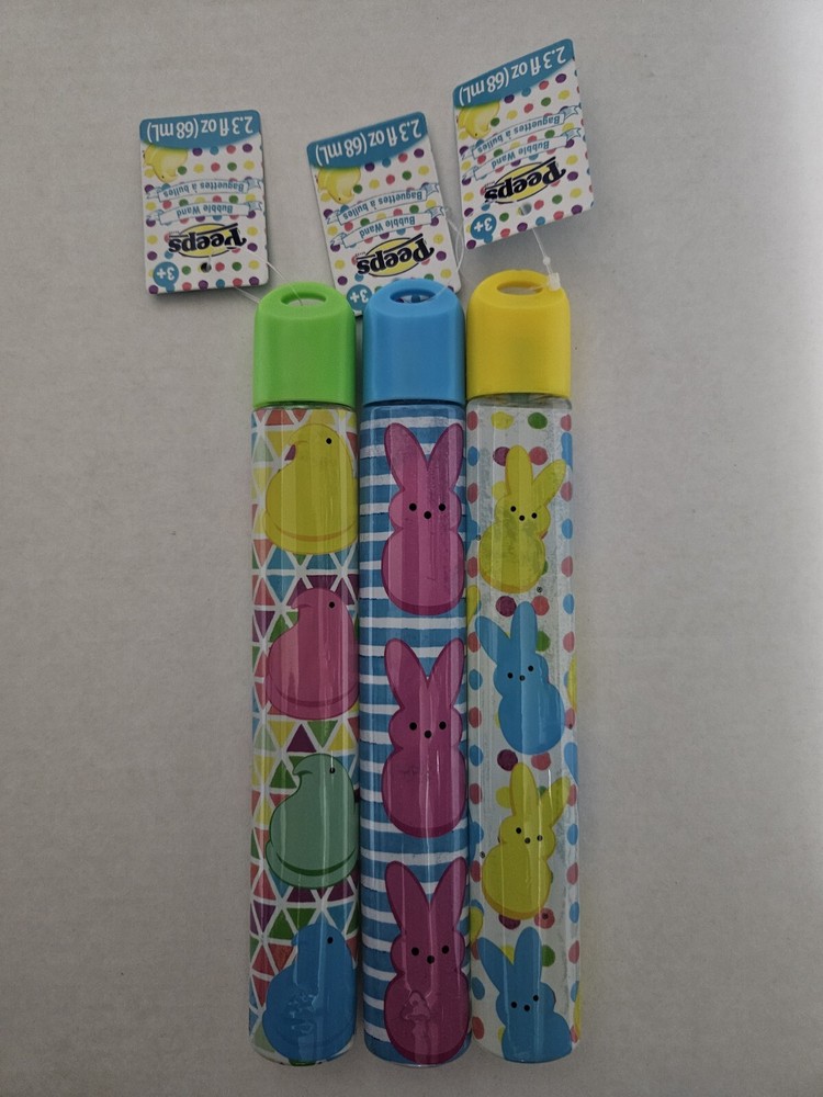 Peeps Easter Bubble Wands 3pk Different Colors & Designs Party Bag Items