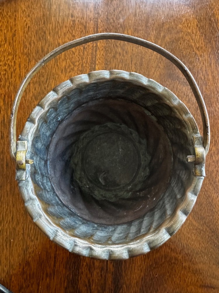 Vintage Middle Eastern Silver Washed Copper Bucket
