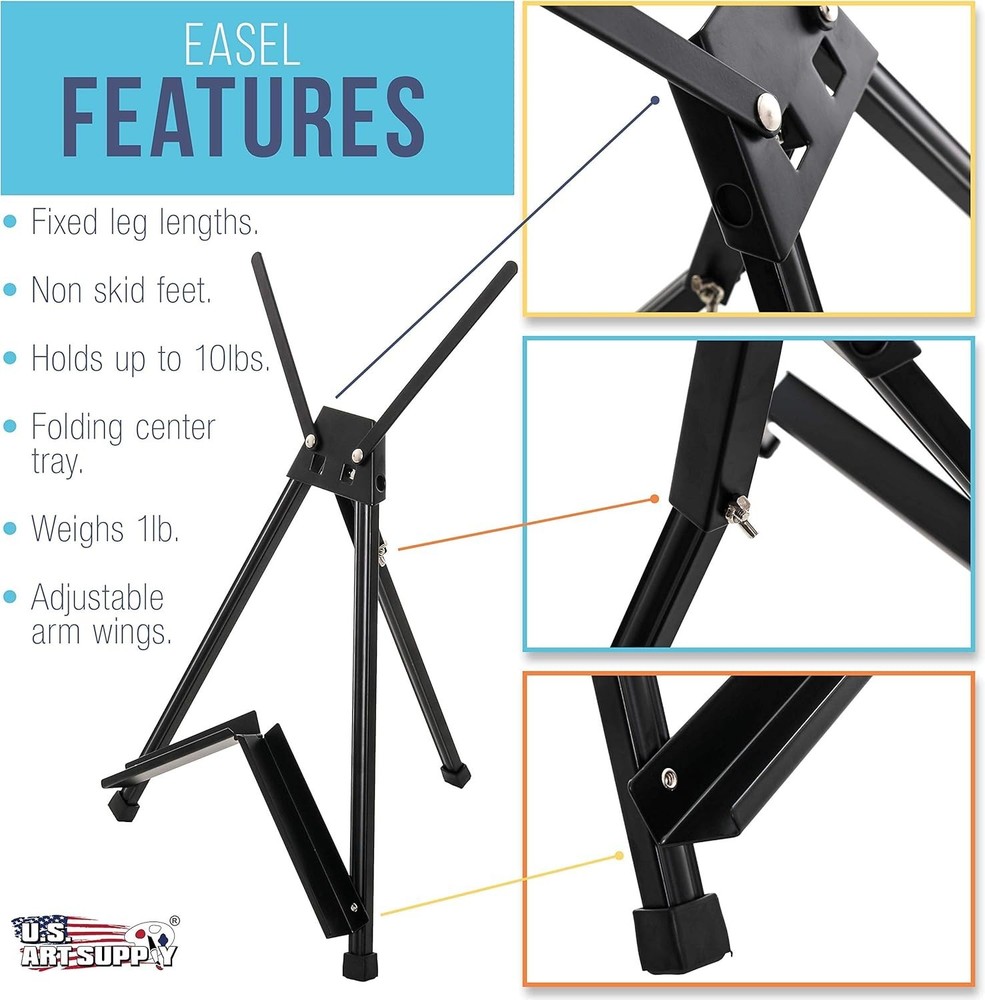 Compact 15" x 21" Adjustable Art Easel - Sturdy Aluminum Tabletop Display Stand