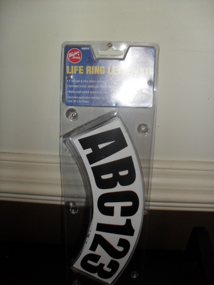 TAYLOR MADE LIFE RING LETTER KIT DOLPHINS ANCHORS BLACK LETTERS 2" TEMPLETE