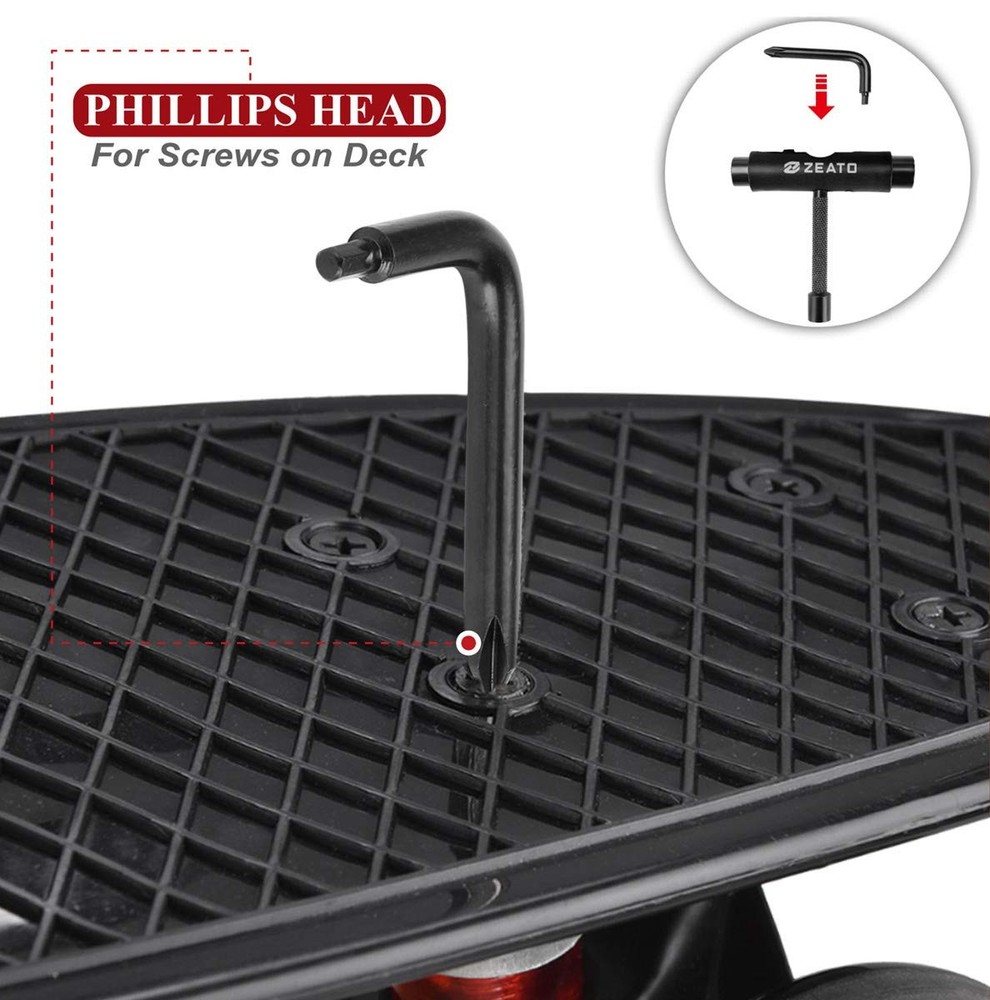Compact Skateboard Tool - Multi Socket T-Shape Allen Phillips Driver