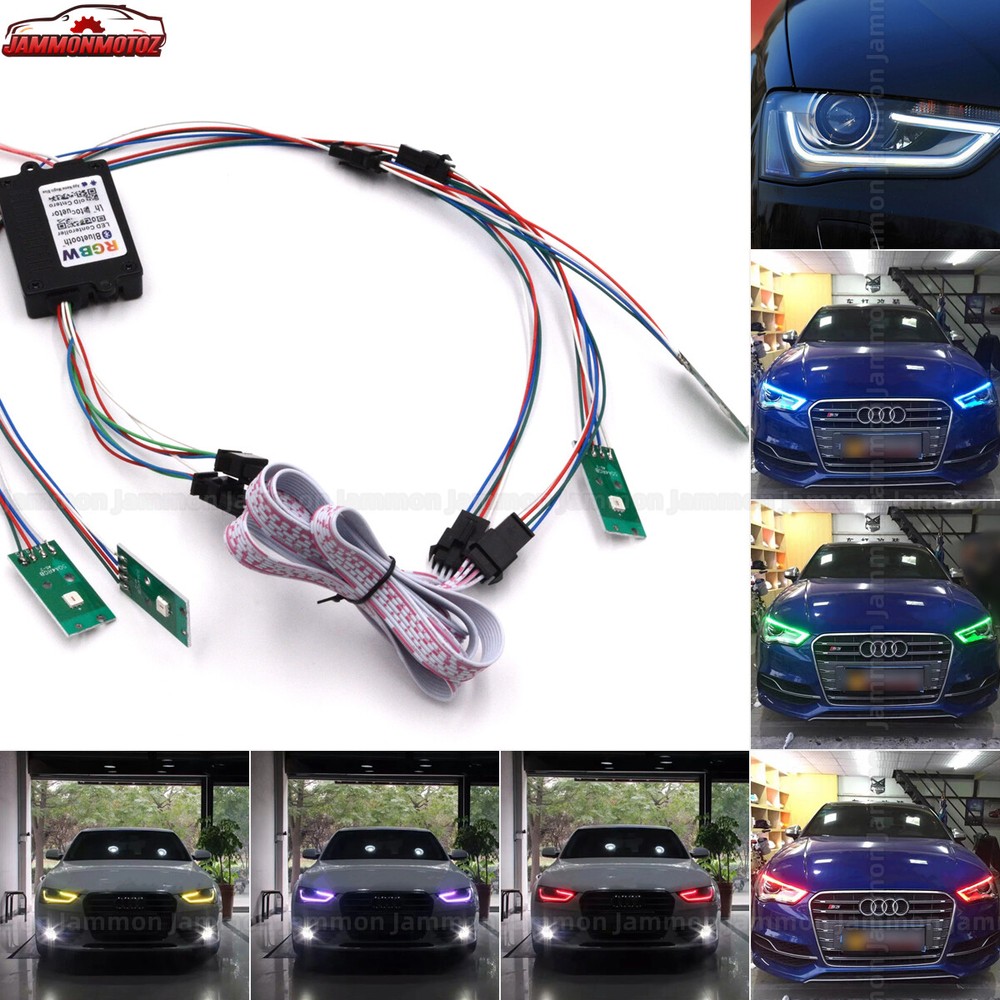 For 2013-2016 Audi A4 S4 RGB Multicolor LED DRL Board Headlight APP BT Control