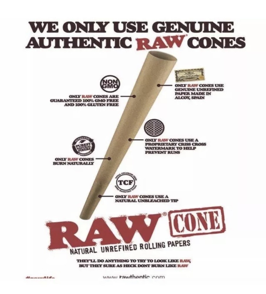 AUTHENTIC RAW classic 1 1/4 size pre rolled cone + Rechargeable Herb Grinder