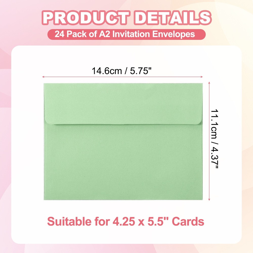 24Pack A2 Envelopes, Grass Green Invitation Envelopes4-3/8" x 5-3/4"
