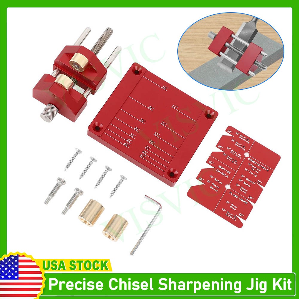 Precise Chisel Sharpening Jig Kit Honing Guide System for Woodworking Chisels US