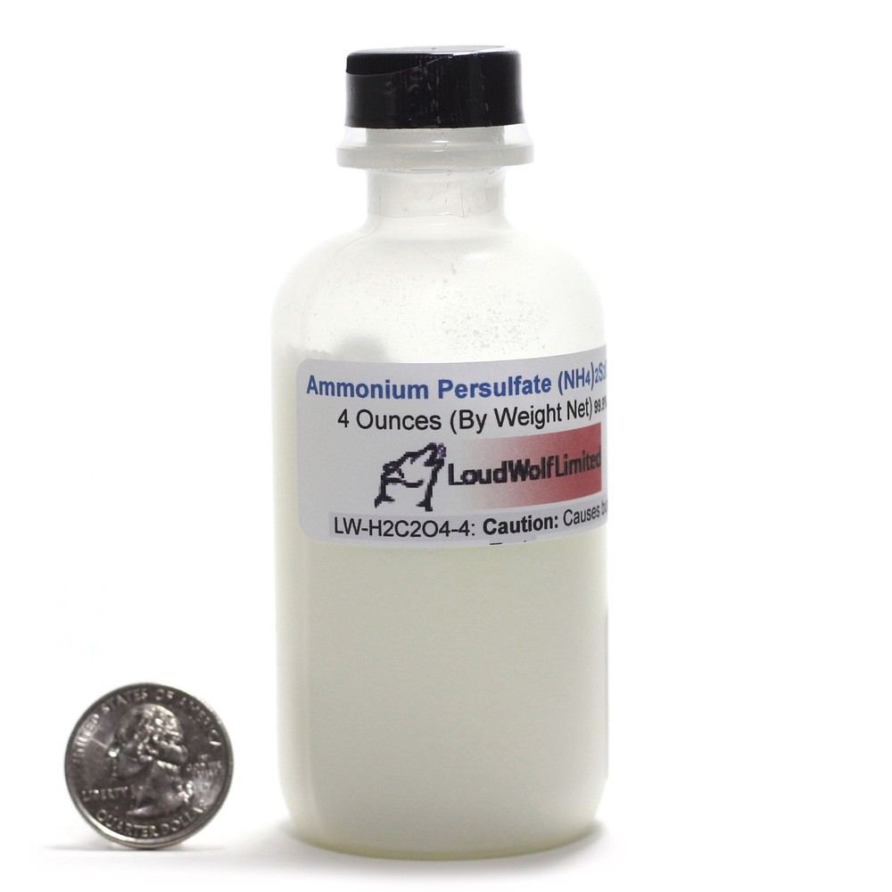 Ammonium Persulfate, 4oz, General Purpose Grade, Sturdy Bottle SHIPS SAME DAY