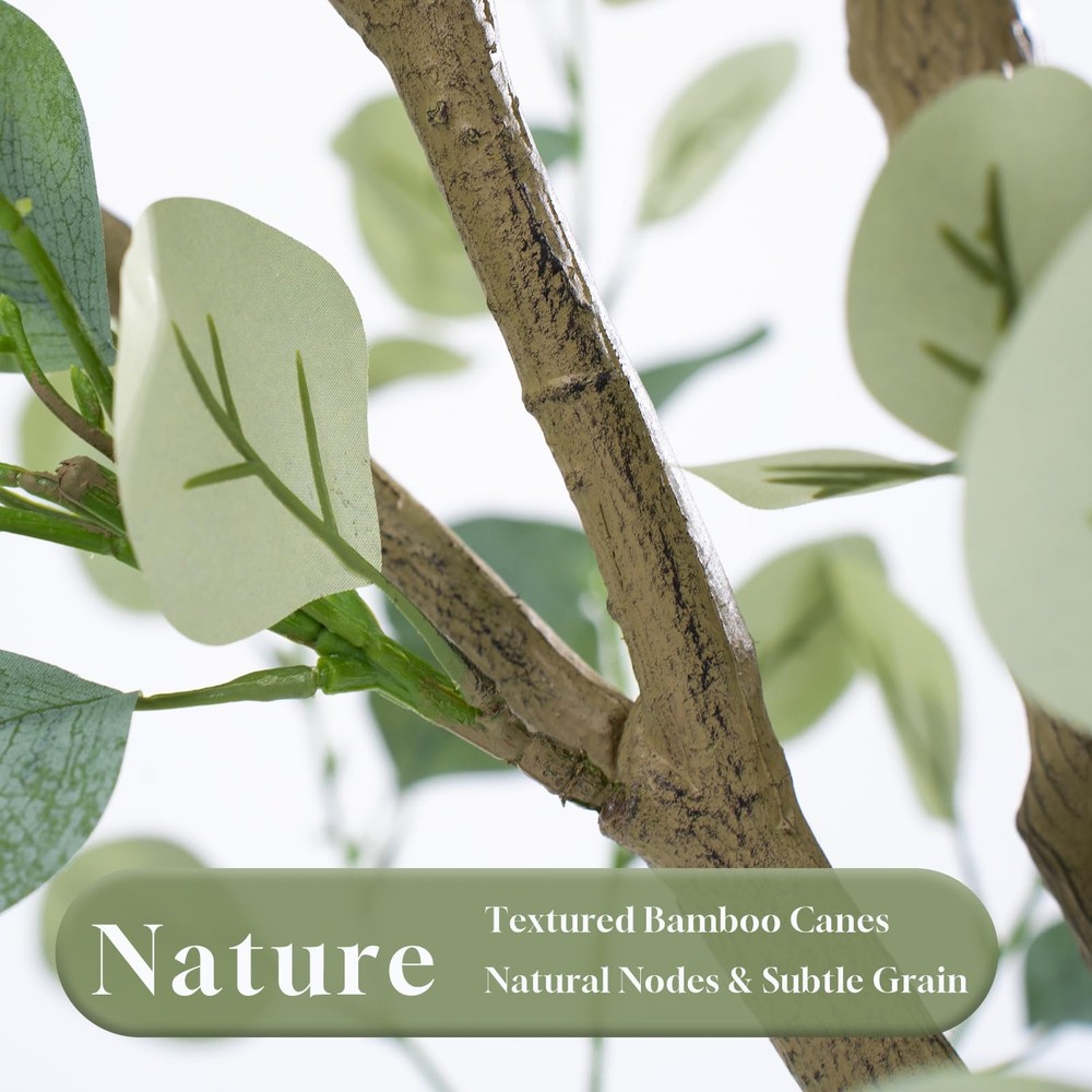7FT Artificial Eucalyptus Tree Indoor, Faux Eucalyptus Tree with 689 Silk Lea...