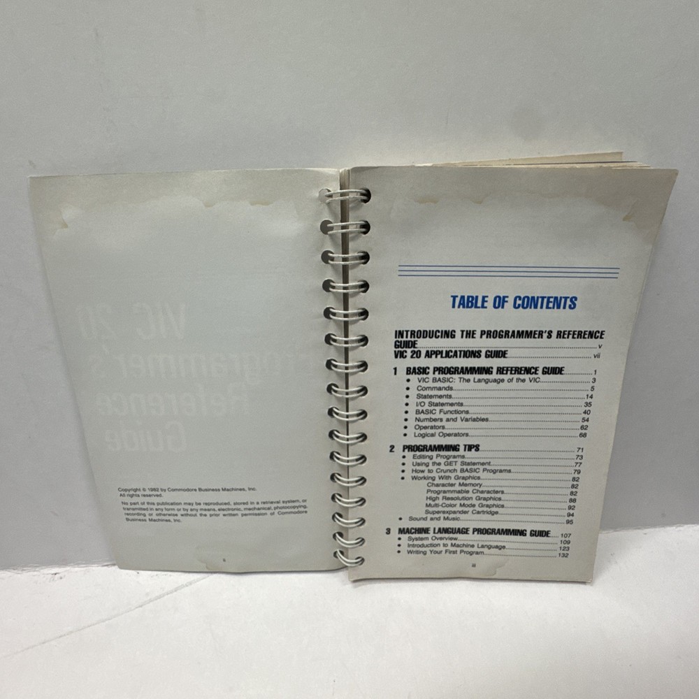 VIC-20 Programmer's Reference Guide Commodore Spiral Bound Vic20 Schematic