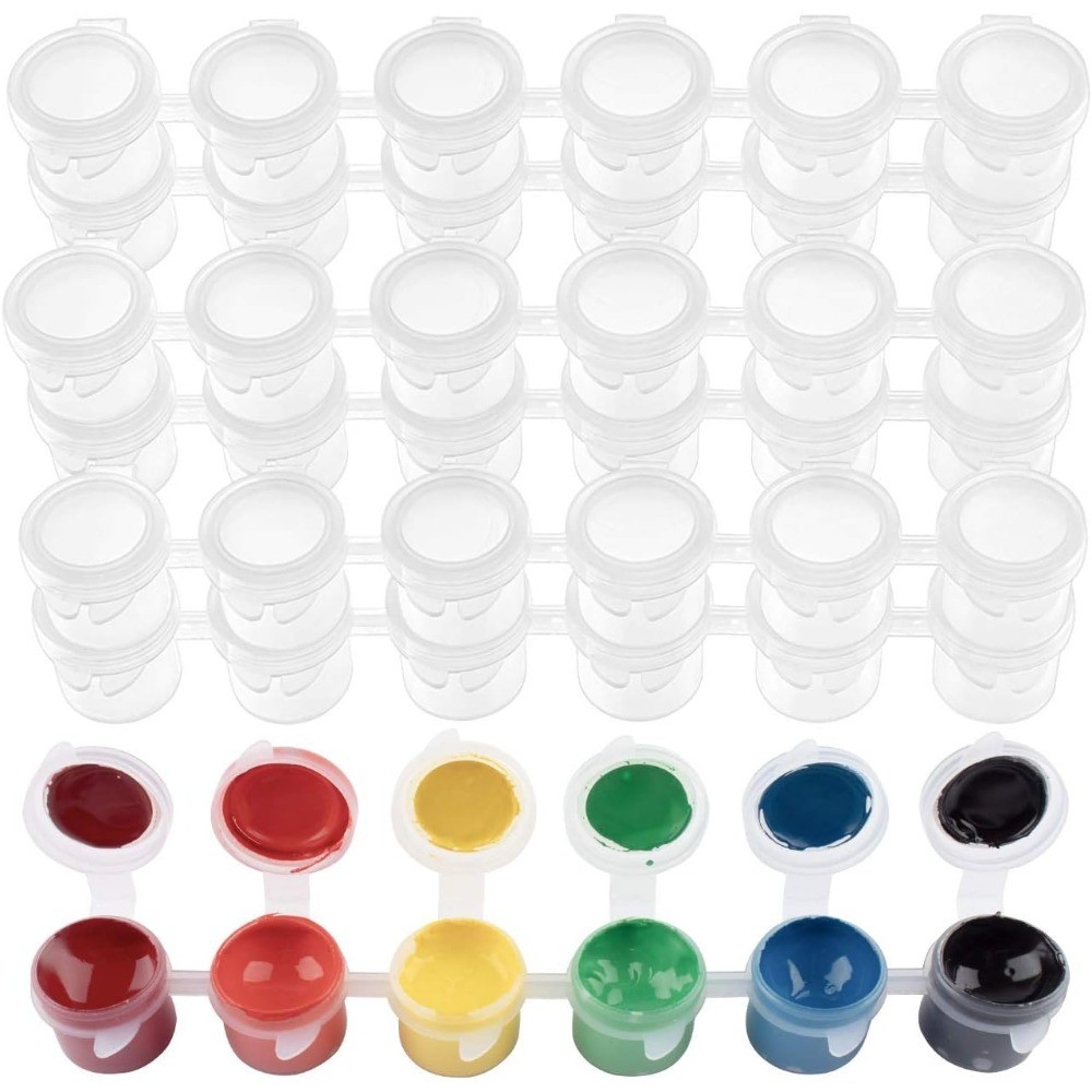 36 Pack Empty 5ml Clear Paint Pots with Lids, Small Plastic Paint Containers for