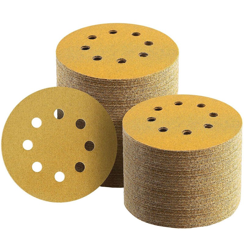 100PC 5" Sanding Discs Hook Loop 8-Hole Sandpaper Hook and Loop 80 120 220 320