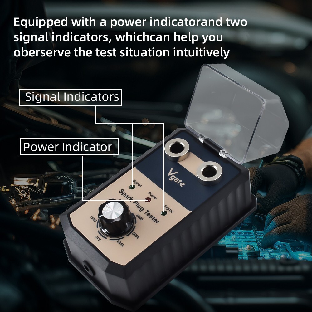 Spark Plug Tester Dual Hole Diagnostic Tool Gasoline Car Ignition Analyzer 12V