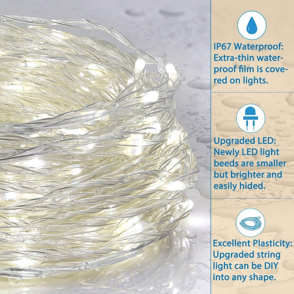 4 Pack 396FT 120m Solar String Lights Yard Fairy Light 1200LED 8 Modes Lighting