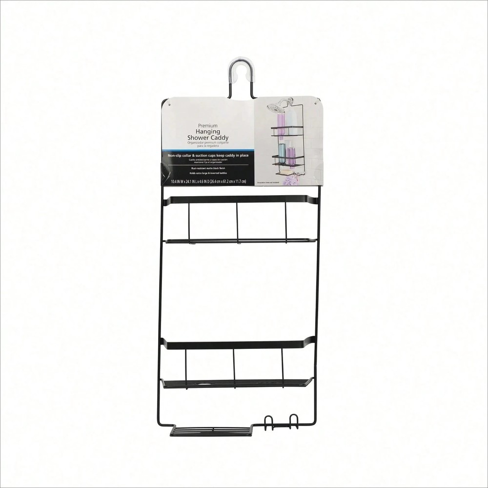 Matte Black 2-Tier Hanging Shower Caddy