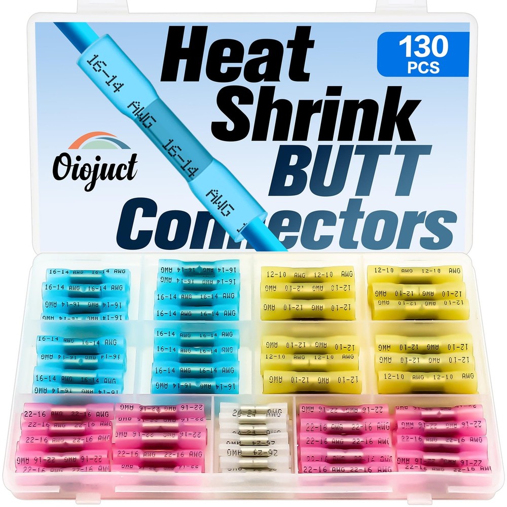 Heat Shrink Butt Connectors Kit - Waterproof Electrical Wire Splice Crimp Ter...