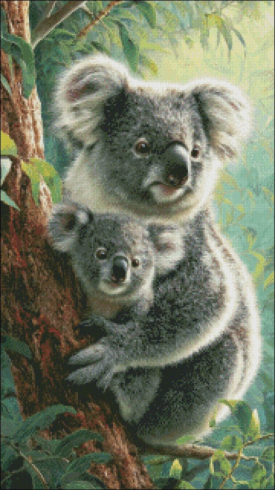 Koala Mother & Joey - Chart Counted Cross Stitch Patterns Needlework DMC Color