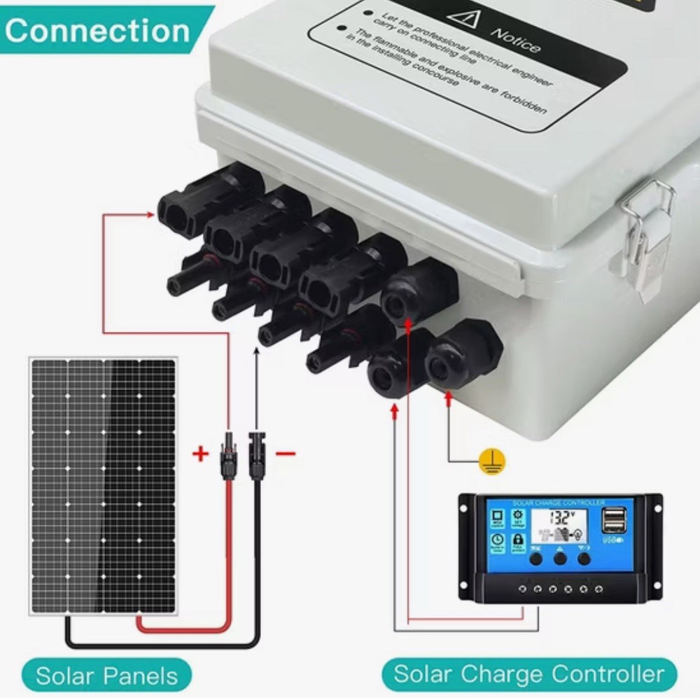 4 String PV Combiner Box 1000V DC 15A Solar Panel Junction Box 4in1