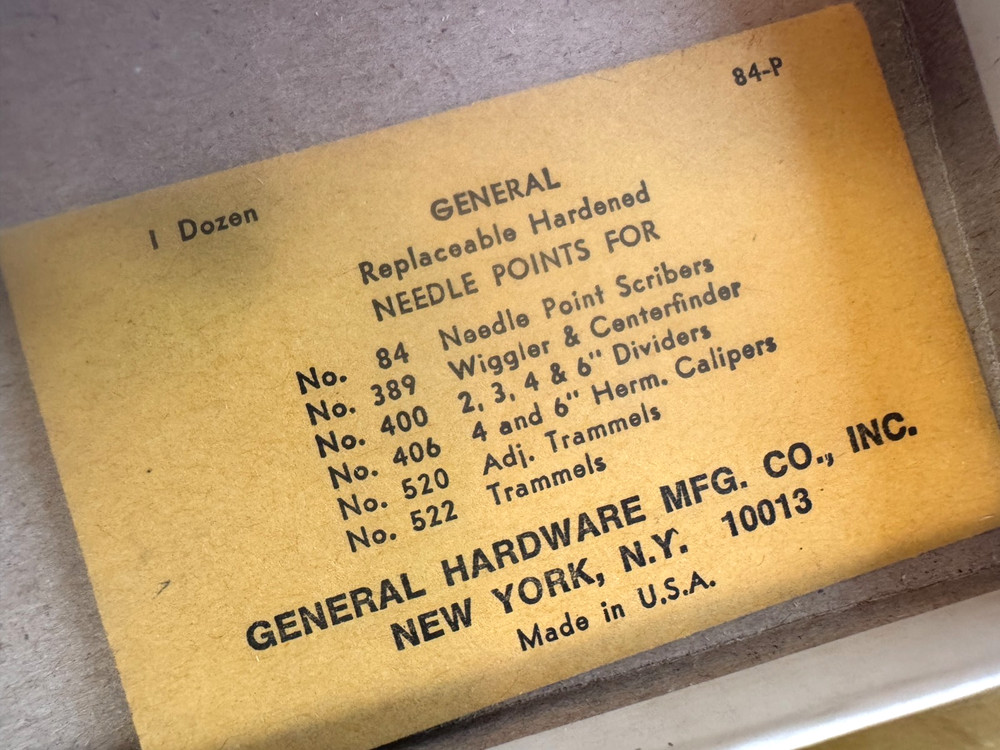 Vintage General No. 520 Trammel Points Set Adjustable w/ Box USA Made Drafting