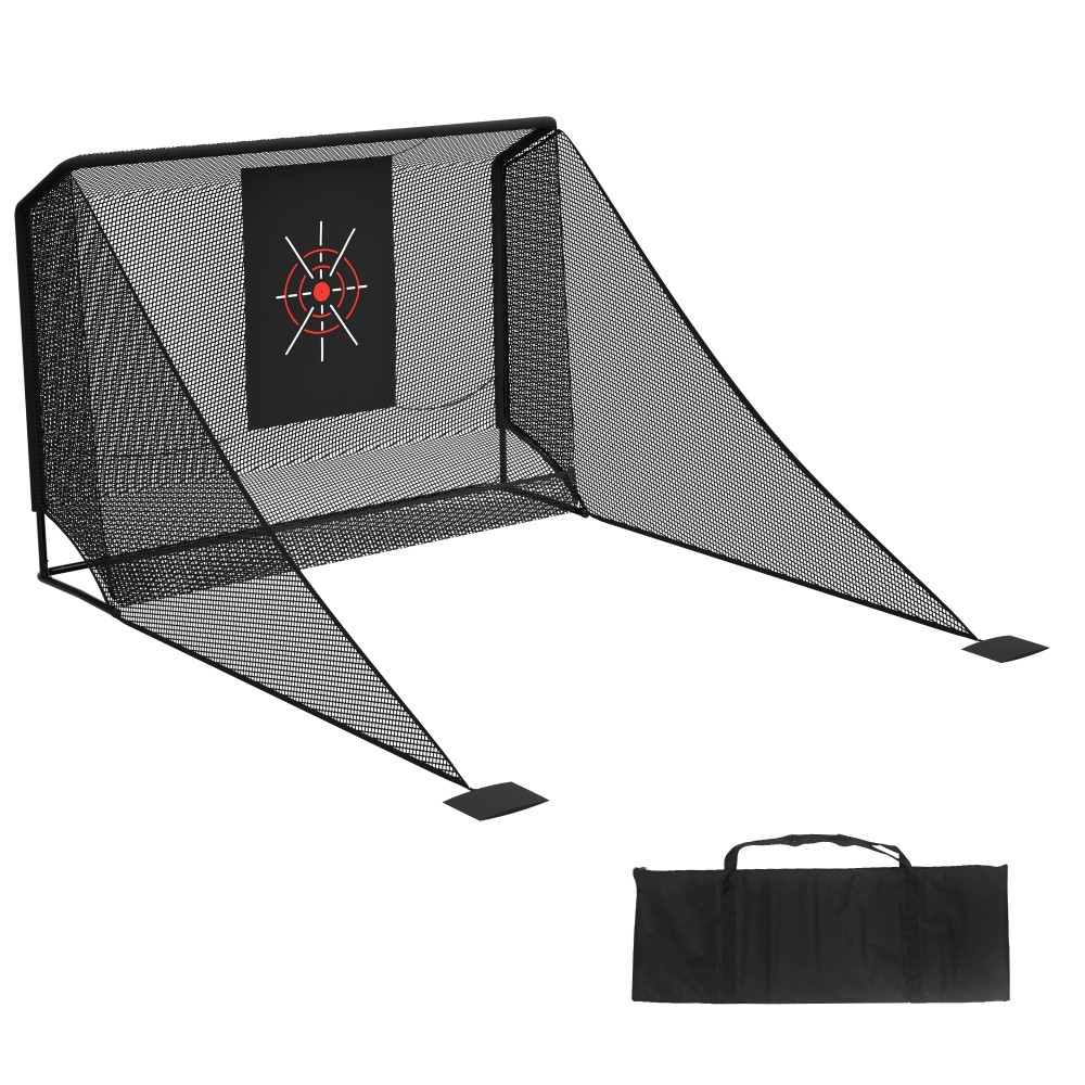 Golf Practice Net 10x7ft, Auto Ball Return Enclosure with Side Barriers Black