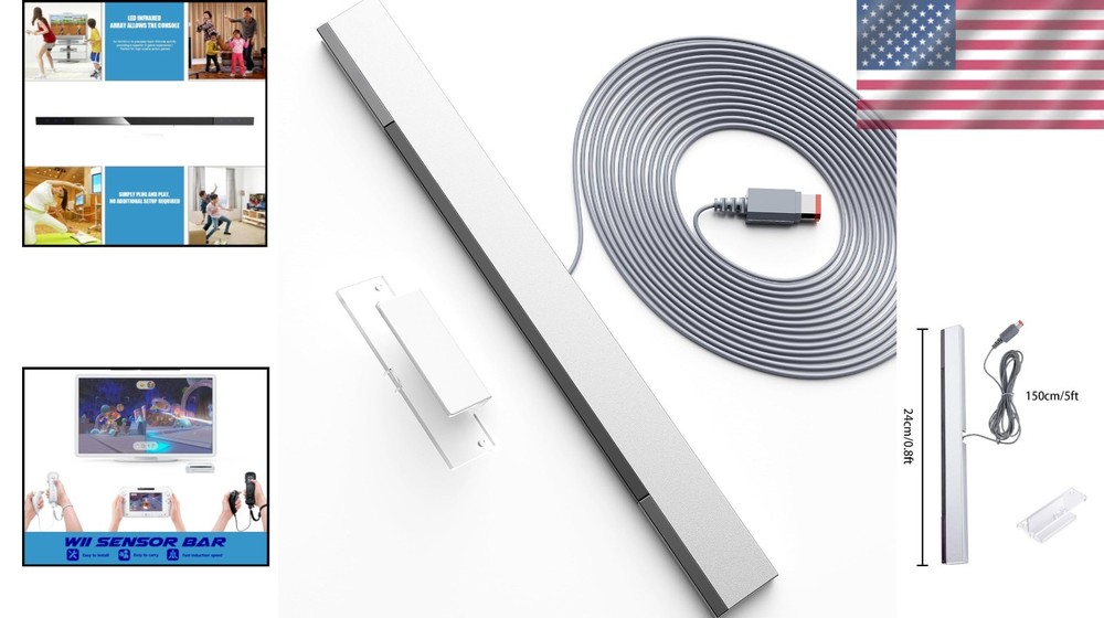 High-Sensitivity Wired Sensor Bar for Accurate Wii Motion Control - 3.15"