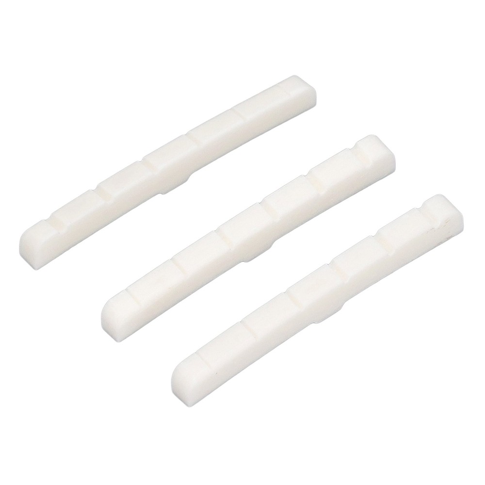 3Pcs 6 String Guitar Nut Flat Bottom Slotted Bone Guitar Nut Replacement For