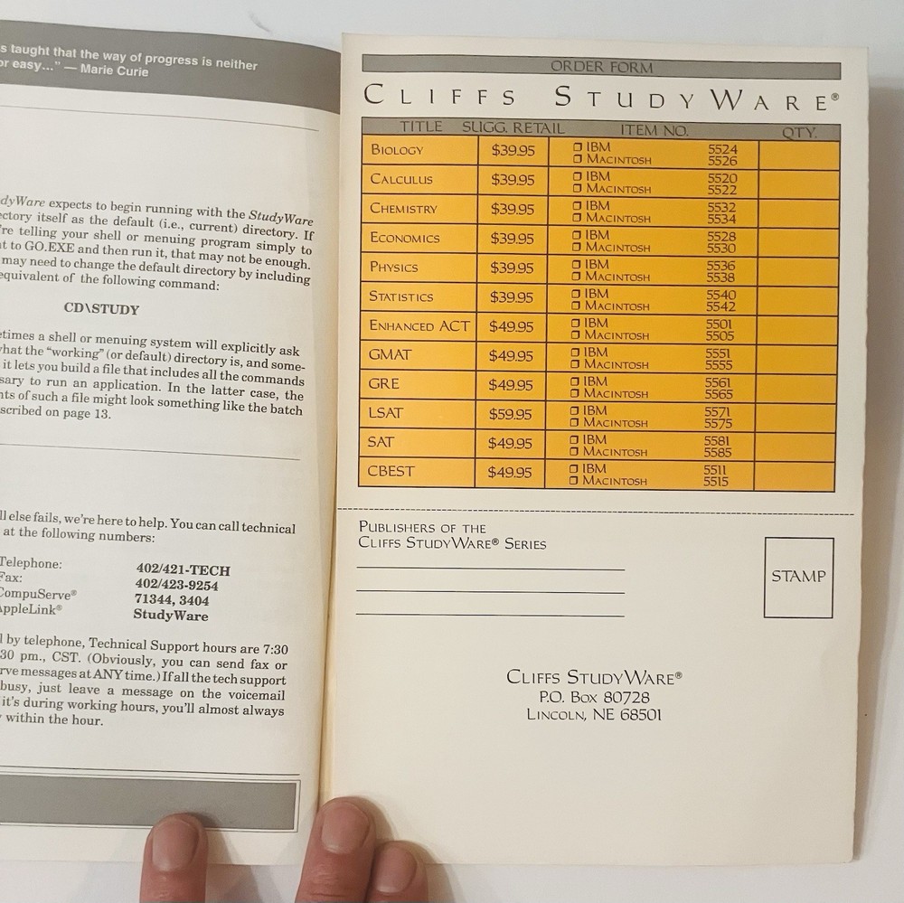 1993 Cliffs StudyWare Course Review User’s Manual, IBM Version Vintage Guidebook