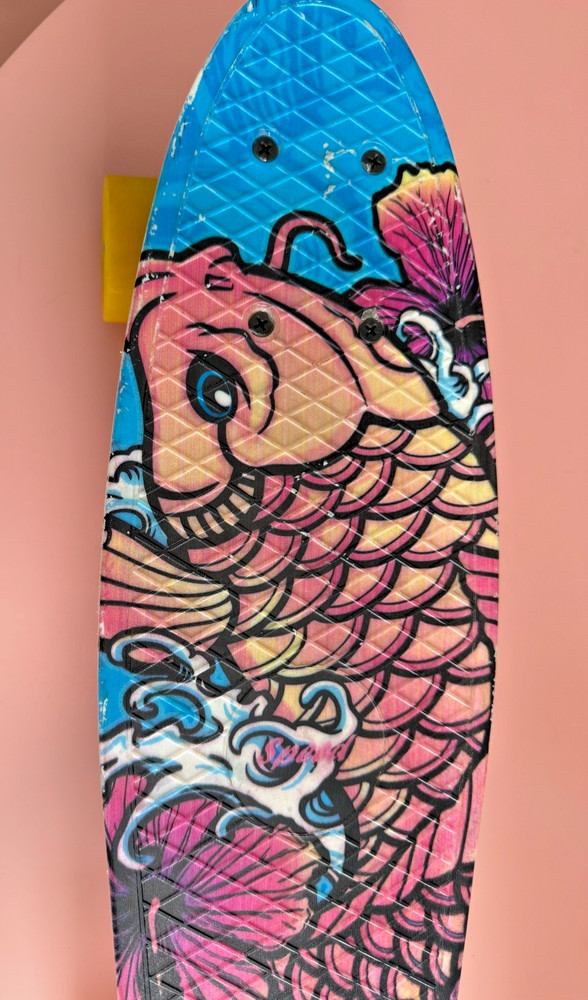 Mini Longboard Skateboard Traditional Flash Design Koi Fish
