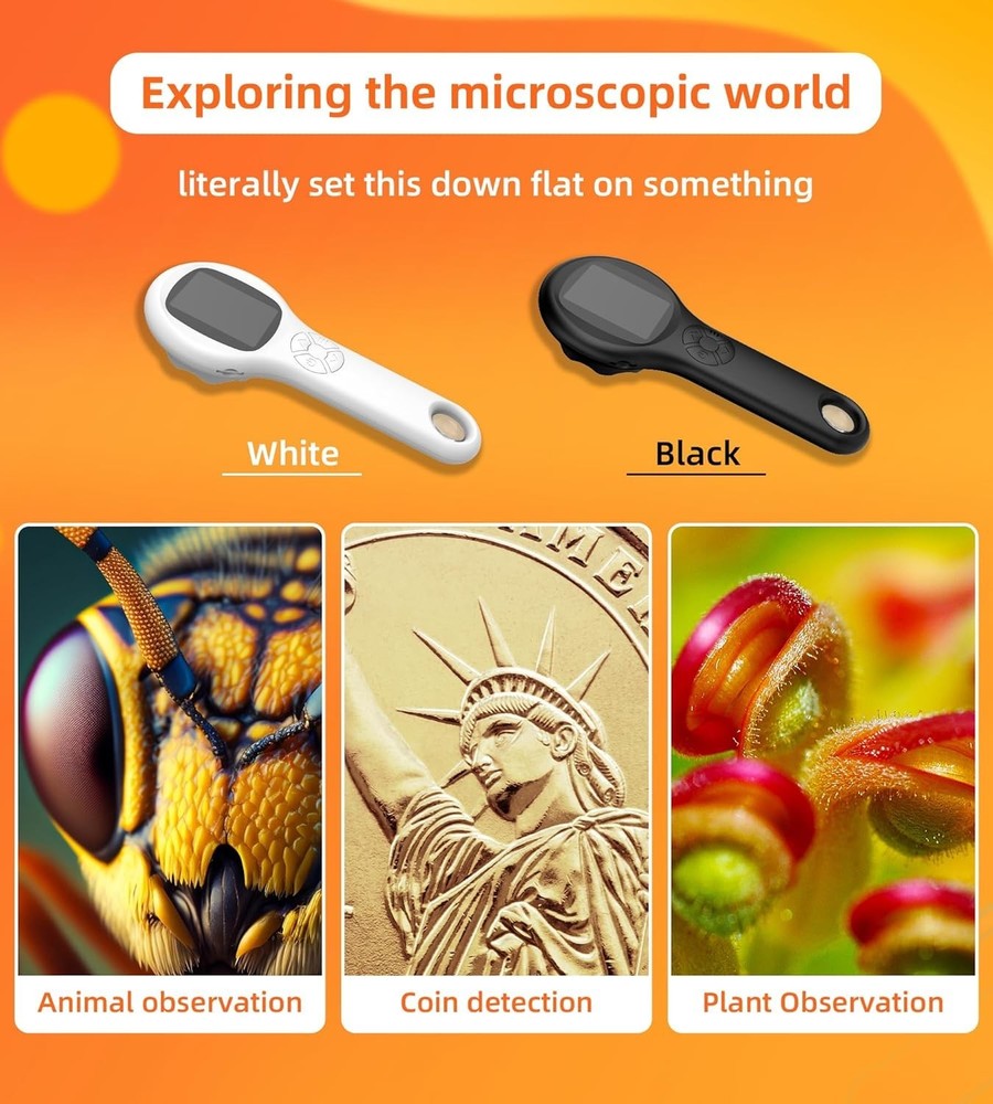 Portable Mini Pocket Digital Microscope with 500x Magnification & 8 LED Light
