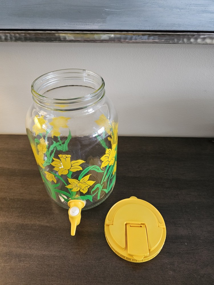 Vintage Daffodil Sun Tea Jar