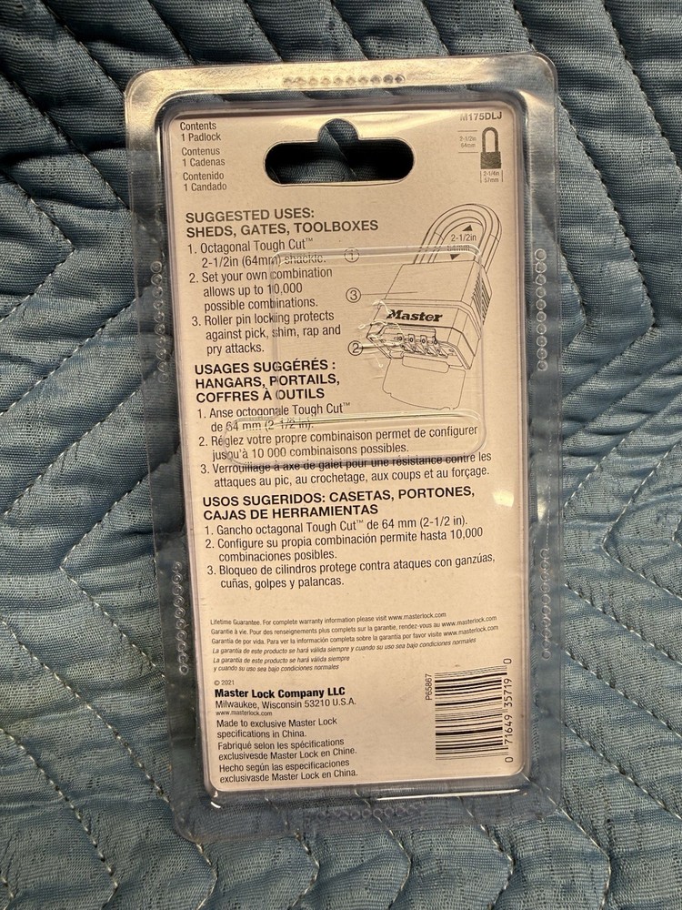 Master Lock M175DLJ Gold Combination Padlock Max Cut Resistance Set Your Code