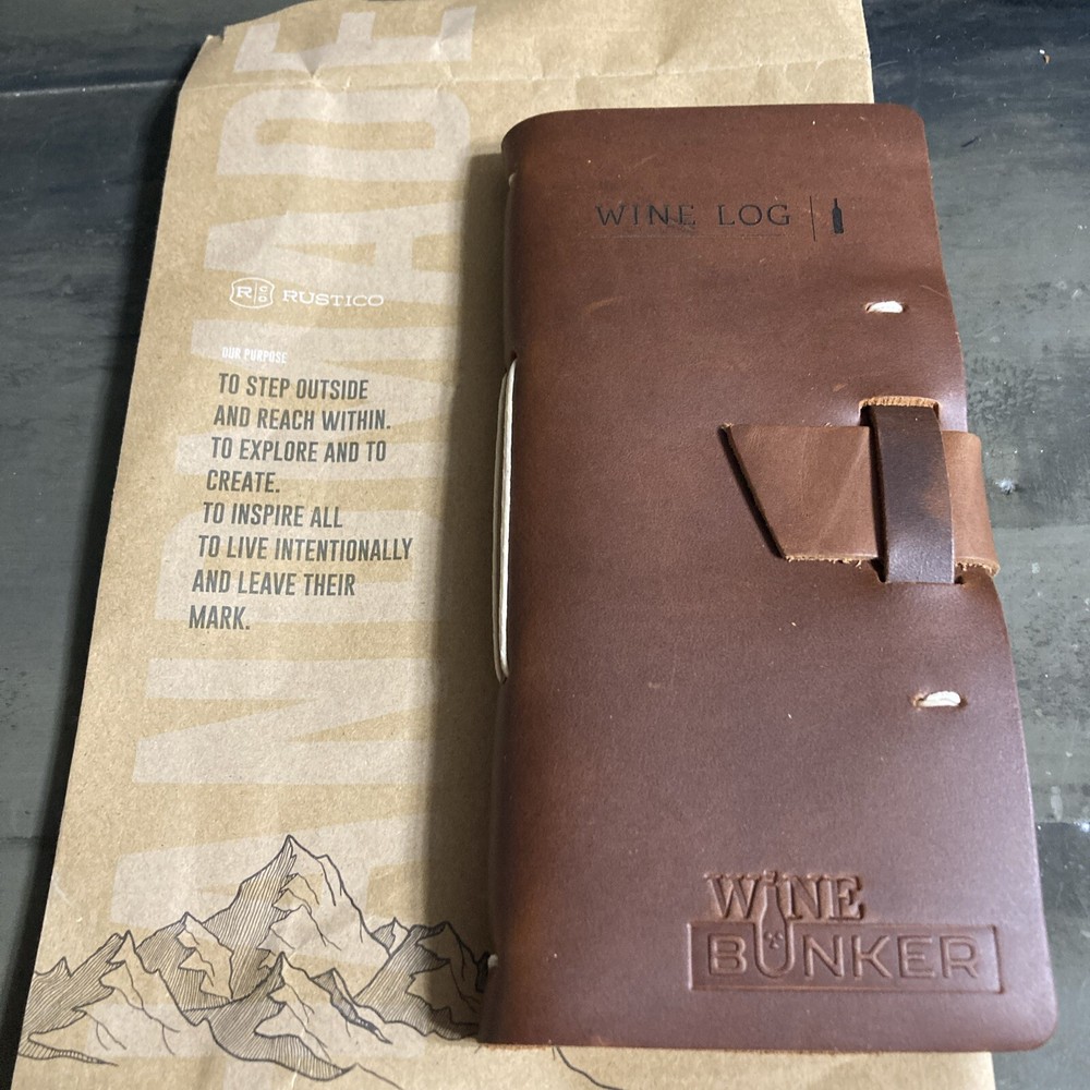 Leather Bound Wine Label Diary/Log Rustic Burgundy New