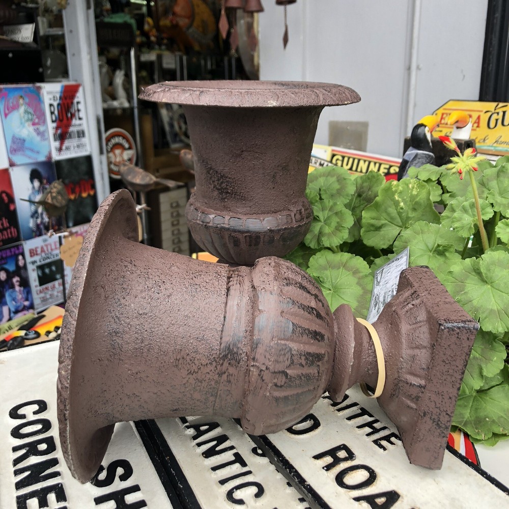 Cast Iron Pair Garden Urns 20 Cms High