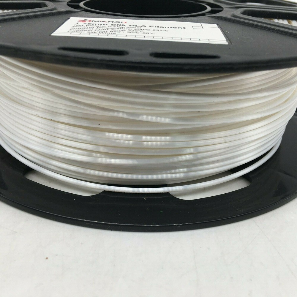 Mika 3D Printer Metallic Shiny White 1.75mm Silk PLA Filament Bundle