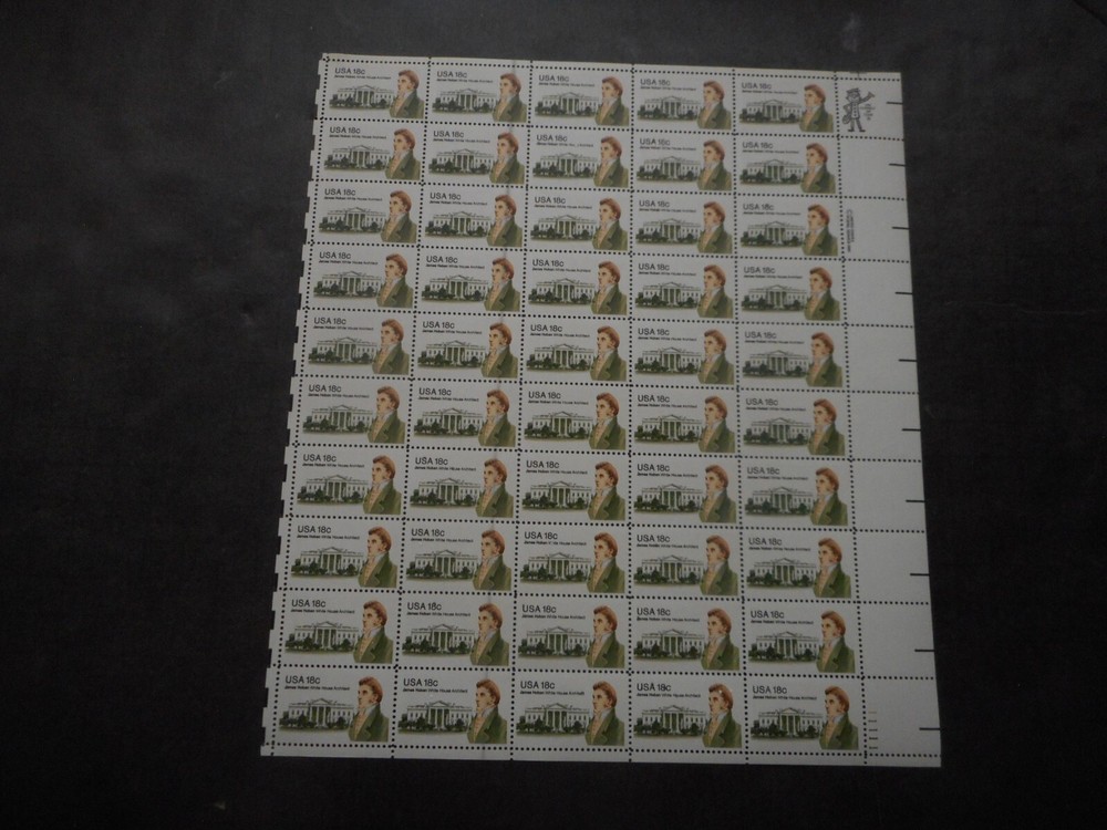 Scott 1935, 18 cent, James Hoban, Sheet