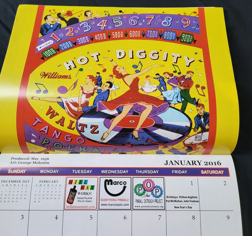 Pingame Journal Vintage 2016 Calendar, Pinball