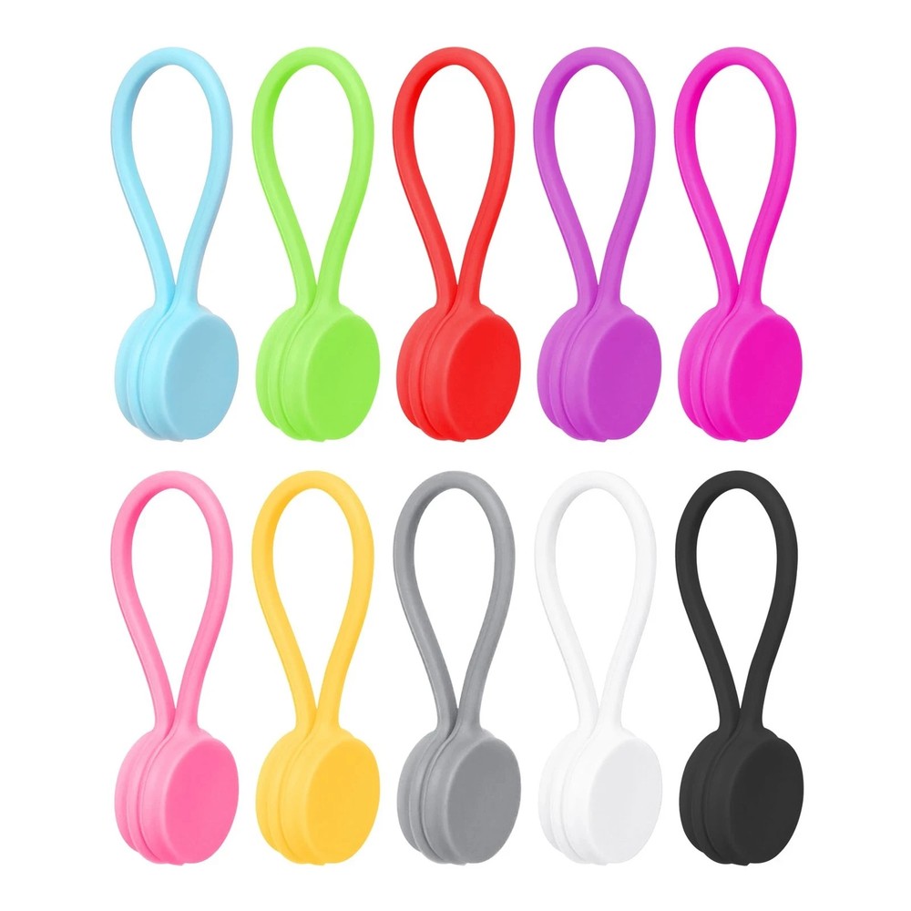10 Pcs Reusable Silicone Magnetic Cable Ties Magnet Cable