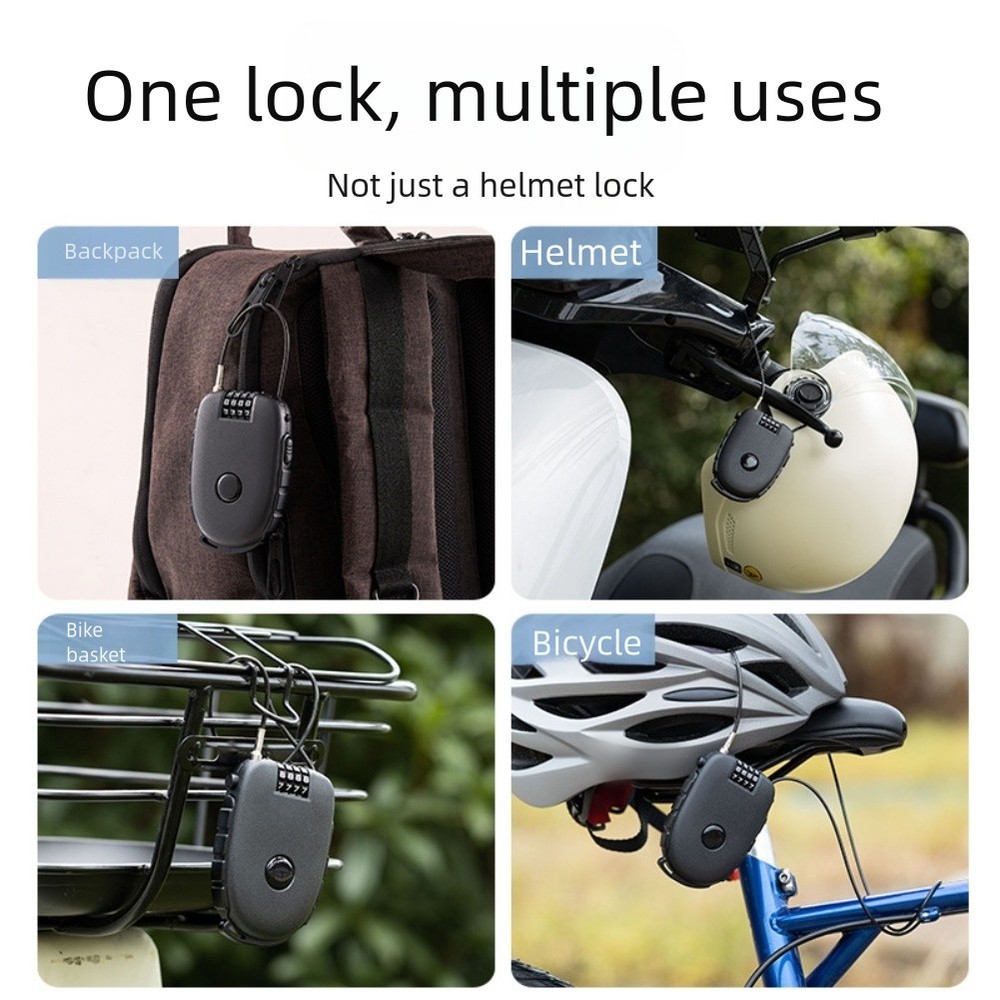 Secure Helmet Lock for Motorcycle and Bicycles with 4 Digit Combination Lock
