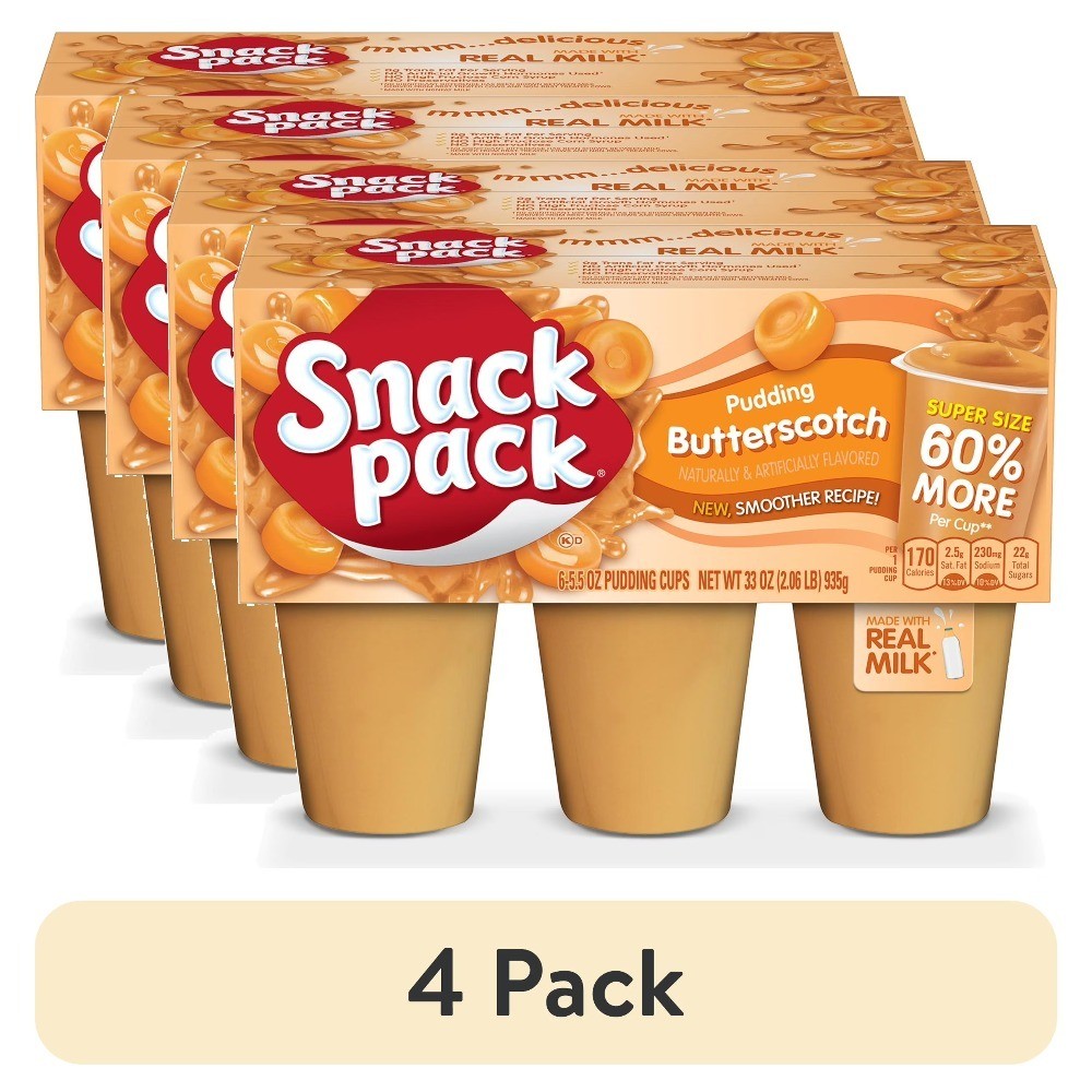 Super Size Butterscotch Pudding Cups 6 Pack 5.5 oz Each