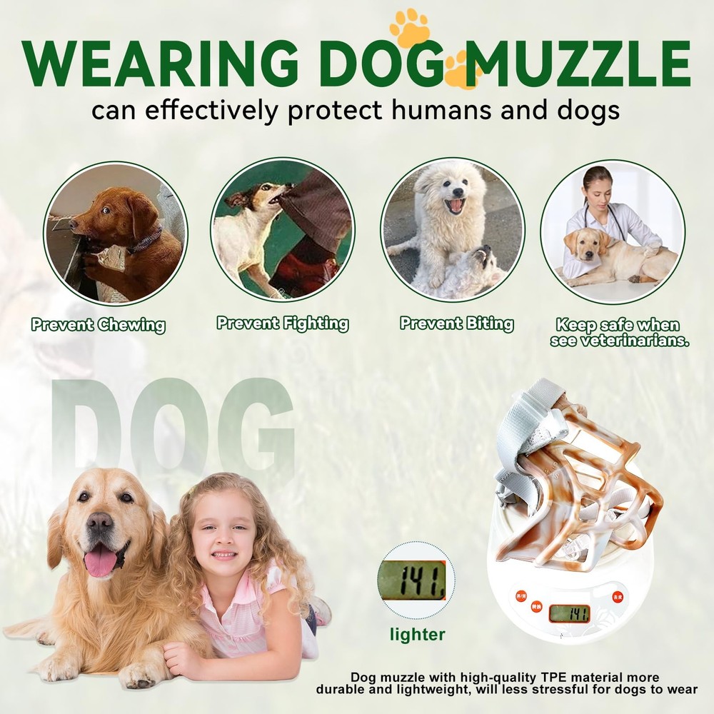 Dog Muzzle Basket Muzzle Anti Biting Chewing Sturdy Lightweight Muzzle Allows...