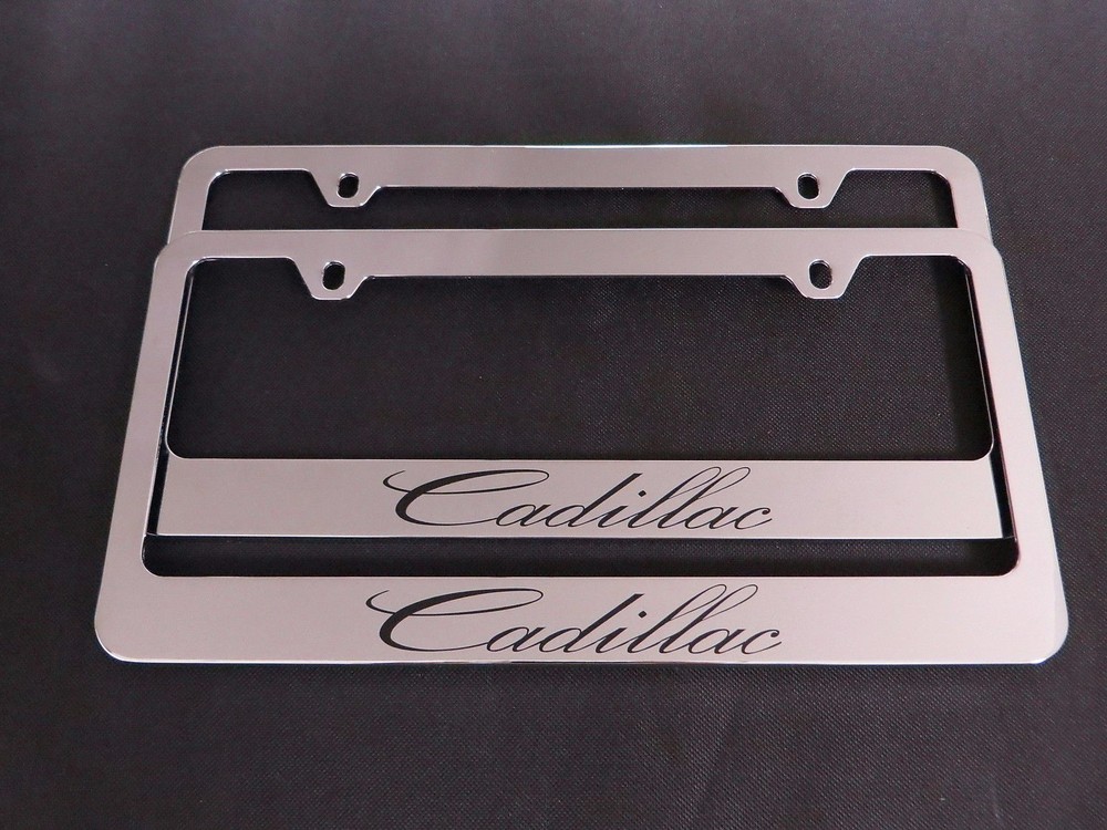 2 CADILLAC  metal Chrome License Plate Frame