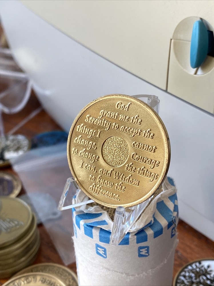 2 Year AA Medallion Gold Plated Sobriety Chip
