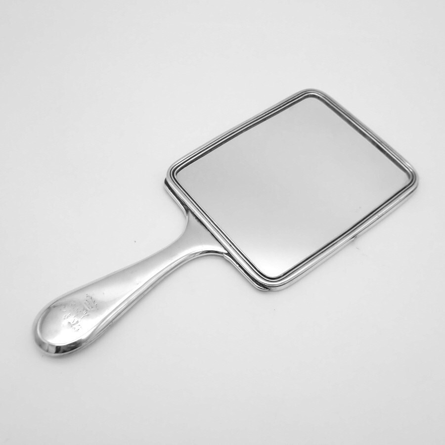 Hand Mirror Double Sided Continental 800 Silver Crowned Monogram