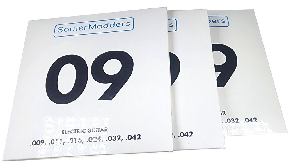 3 Pack SquierModders Hex-Core Nickel Wound Guitar Strings (09-42)