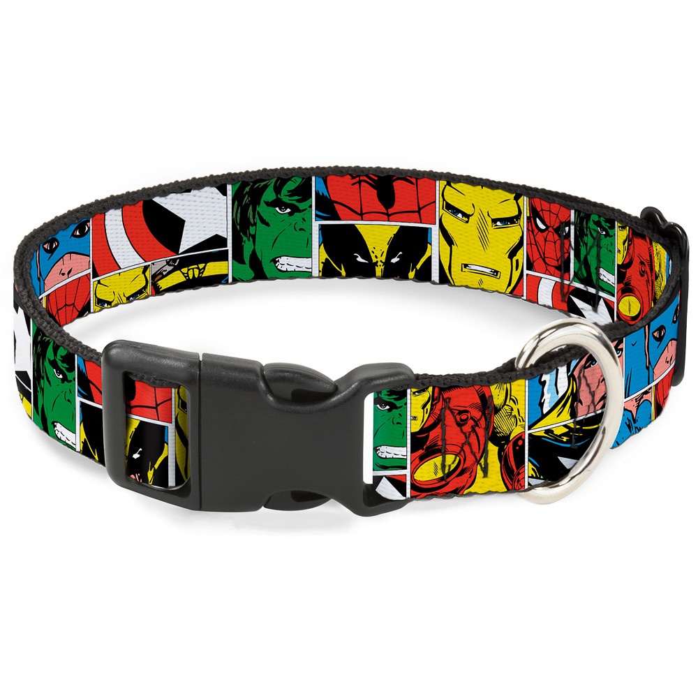 Plastic Clip Collar Marvel Superhero Comic Blocks WIDE-Large 20-31"