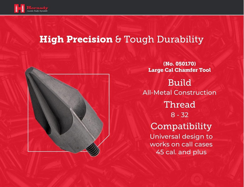 Hornady Large Caliber Inside Chamfer Tool 050170 - Case Prep Reloading Tool Remo