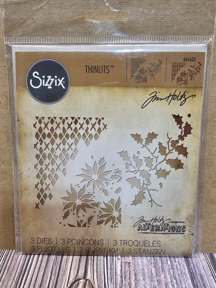 Tim Holtz Sizzix *MIXED MEDIA CHRISTMAS* 3-pc Metal Dies Thinlits 661602