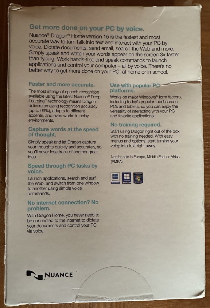 NUANCE DRAGON HOME 15 SPEECH RECOGNITION SOFTWARE